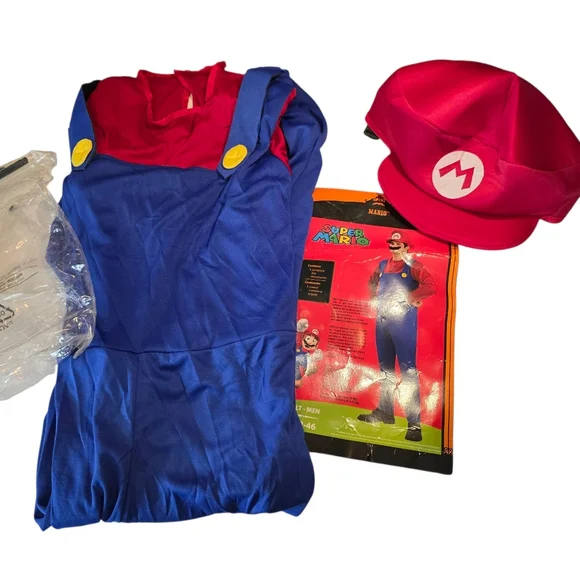 Adult Super Mario Brothers Halloween Costume XL EUC 3 Pcs Set - Picture 2 of 10